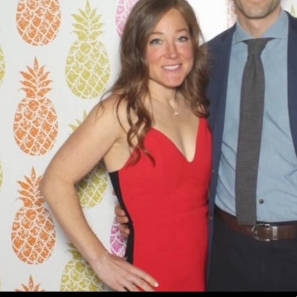 Alice & Olivia red & black bustier mini dress with plunge neckline - Picture 6 of 6